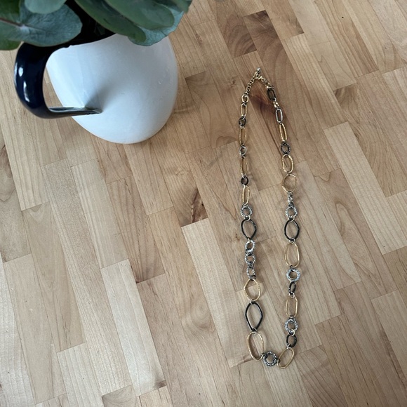 Long Brighton “Pebble Mixed Metal” Necklace - Picture 2 of 6